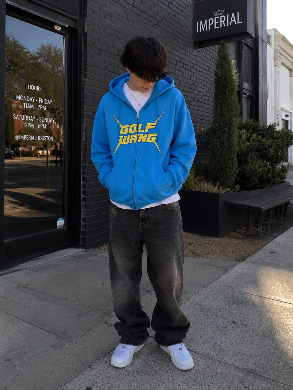 Golf Wang Blue Lightning Logo Full Zip Hoodie Sz XL